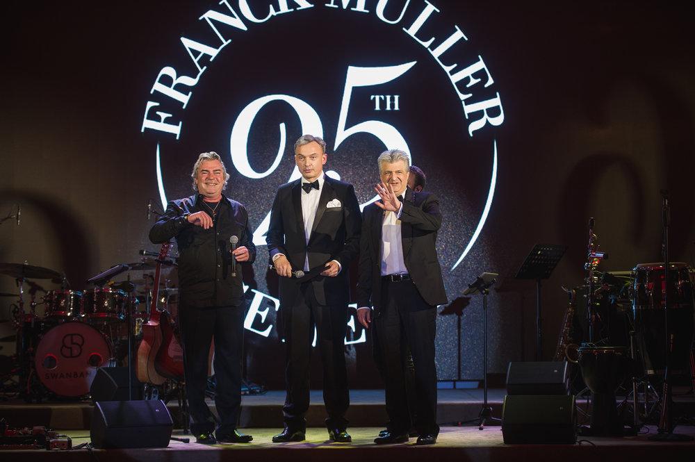 今年是FRANCK MULLER創立的25週年紀念,平日已經隱身幕後的瑞士天才製錶大師Franck Muller先生(左),這次也親自出席慶祝晚宴。右為品牌共同創立者Vartan Sirmakes。