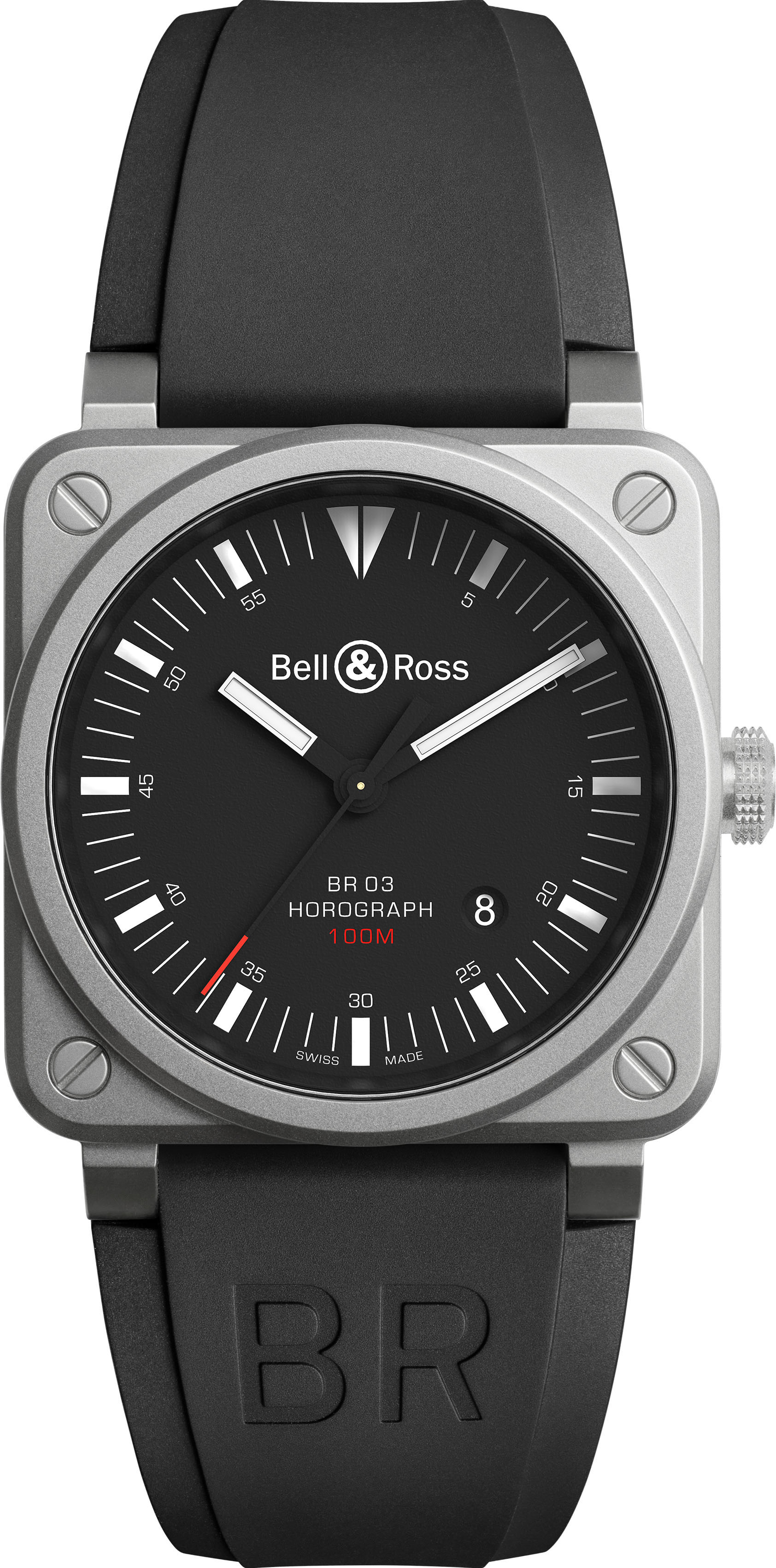 BR03-92 Horograph／BR-CAL.302自動上鍊機芯／不鏽鋼材質／尺寸42×42mm／時間、日期顯示／藍寶石水晶錶鏡／防水100米／建議售價：未定