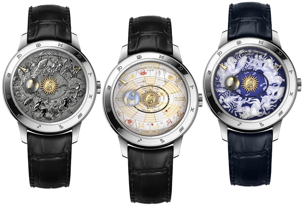 藝術大師系列Copernicus celestial spheres哥白尼天體球腕錶。（從左至右）定價分別為NT$3,540,000（手工雕刻）、NT$4,660,000（大明火琺瑯）以及NT$3,170,000（藍寶石雷射雕刻）。