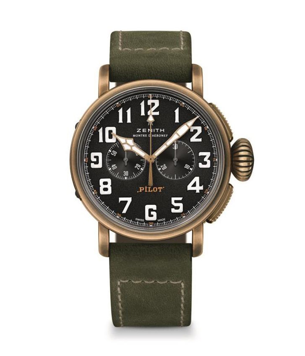 Heritage Pilot Extra Special 計時碼錶搭載El Primero 4069自動上鍊計時機芯，具備ZENITH招牌的高振頻規格。