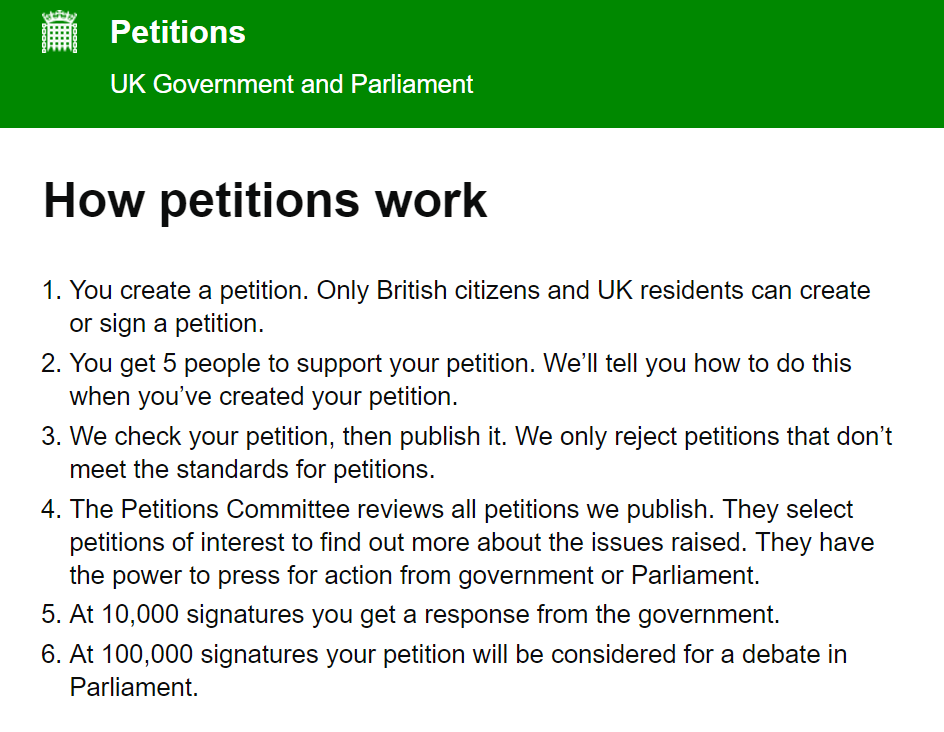 英國國會的電子請願系統。