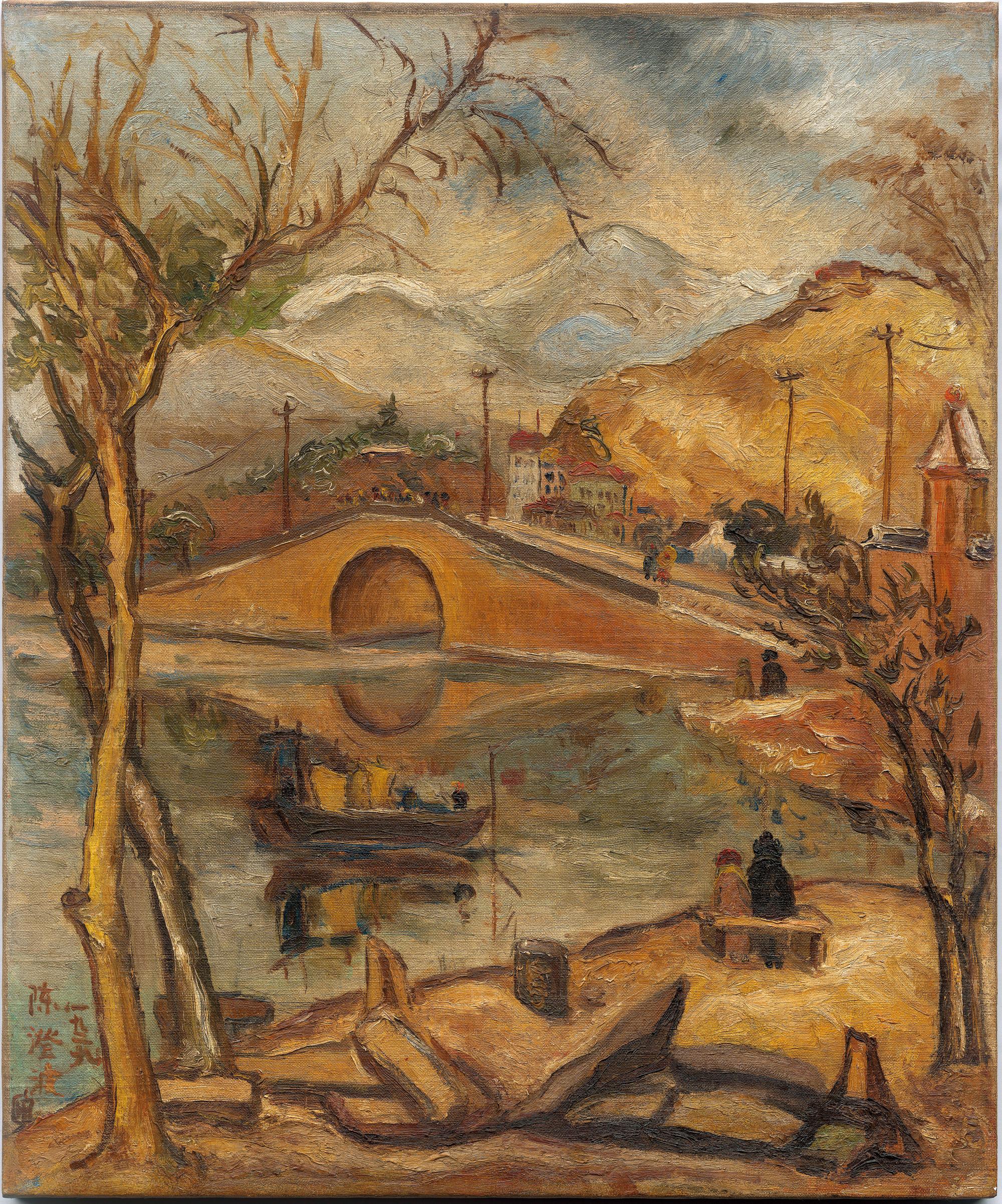 《清流》是陳澄波1929年時在西湖斷橋旁描繪的畫作，這也是陳澄波交代後代得長存陳家的作品。（財團法人陳澄波文化基金會提供）