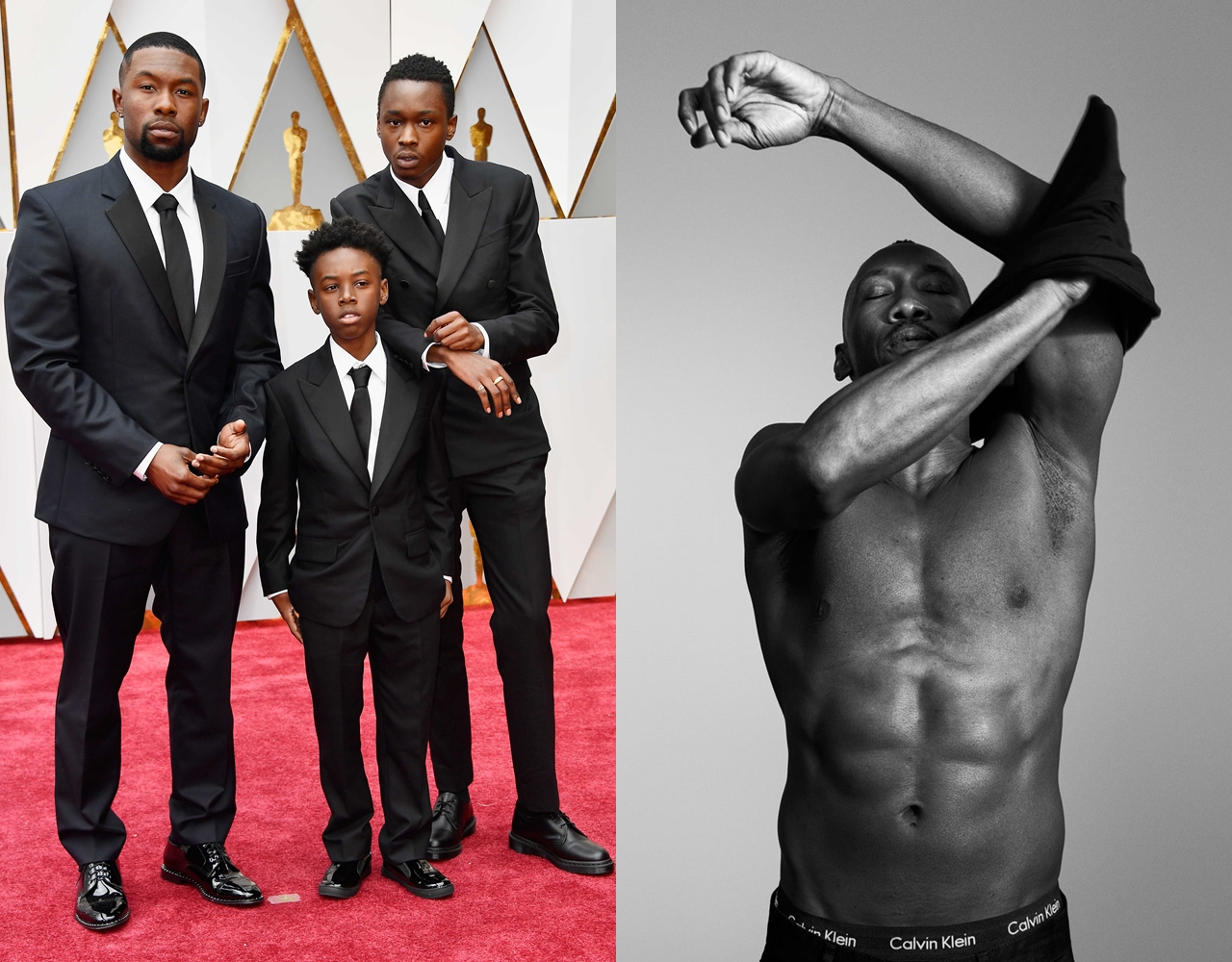 剛獲得本屆奧斯卡最佳男配角的馬赫夏拉阿里（右圖）身材精壯結實，搭配他187公分的身高，簡直媲美職業男模。