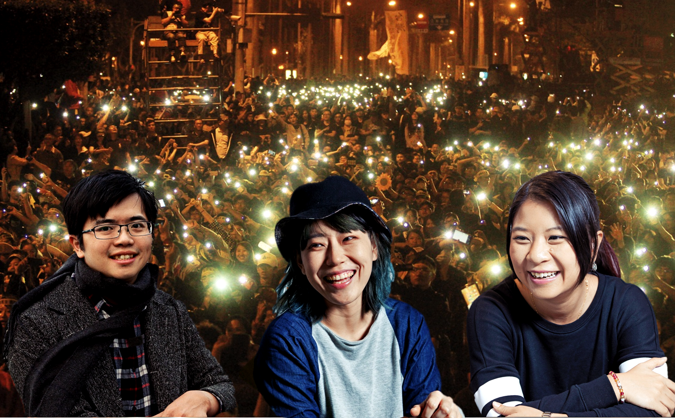 318青年占領立法院行動3週年。左至右：林祖儀、宋晉儀、薛呈懿。