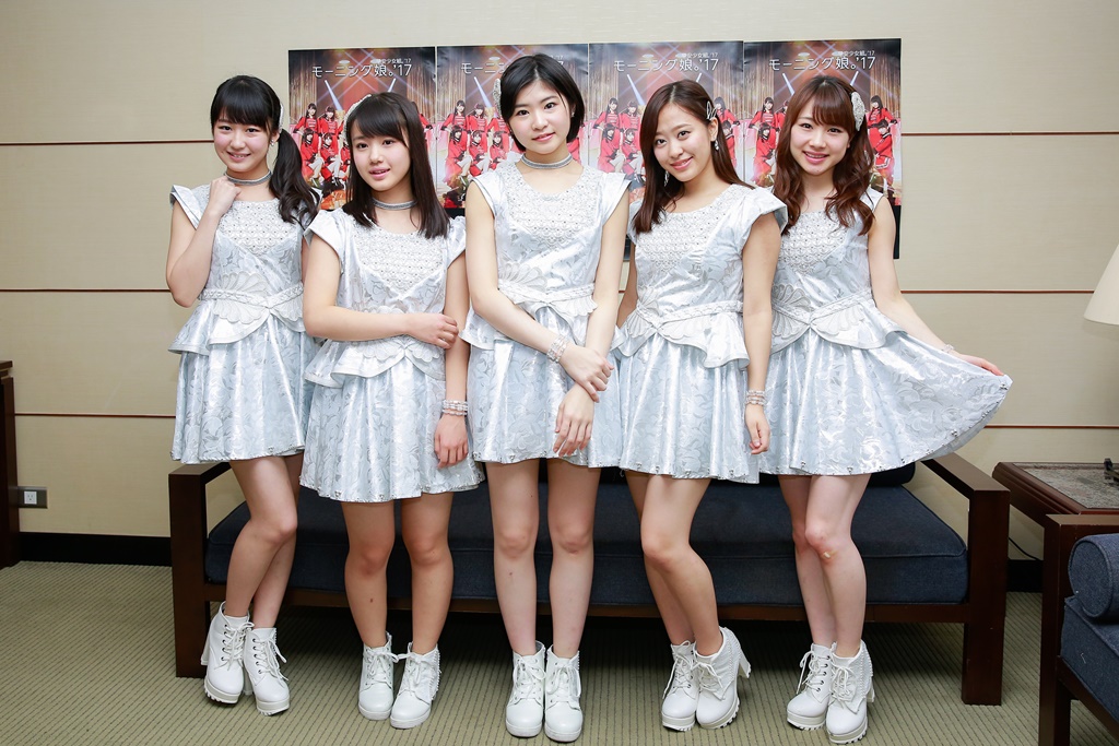 早安少女組5位成員訪台閃電宣傳，停留不到24小時。（成員左起：野中美希、橫山玲奈、橫山楓、小田櫻與石田亞祐美）