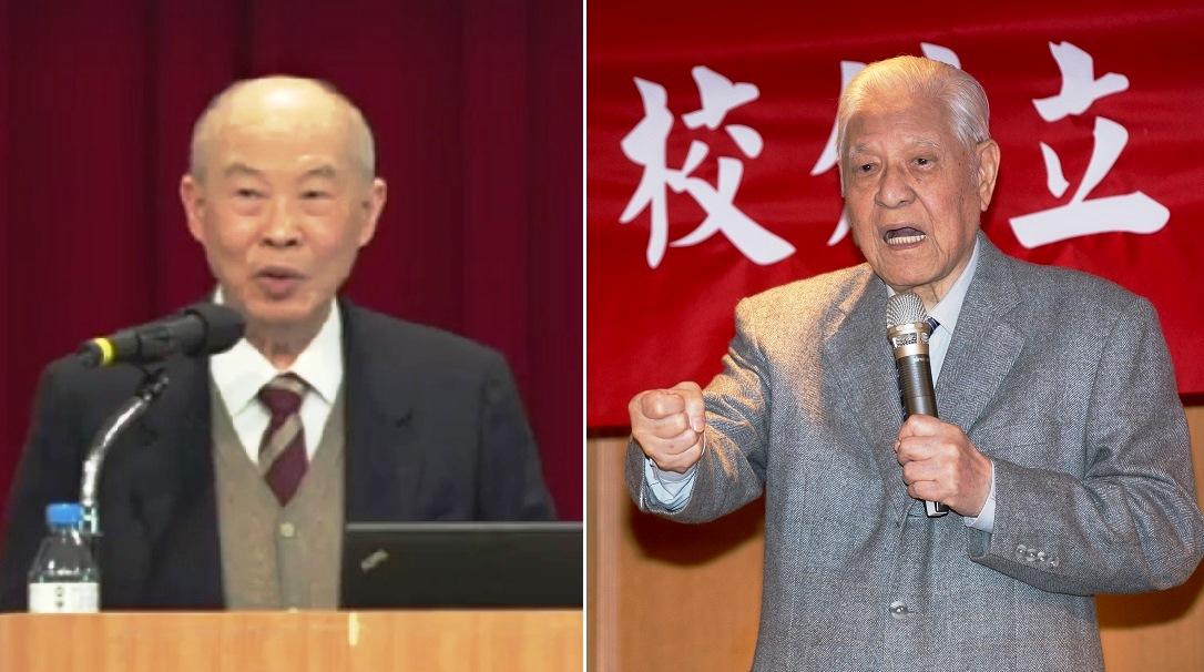 前大法官楊仁壽(左)上週六演講時稱前總統李登輝(右)照領終身俸,引起李辦不滿,發函要求楊道歉。