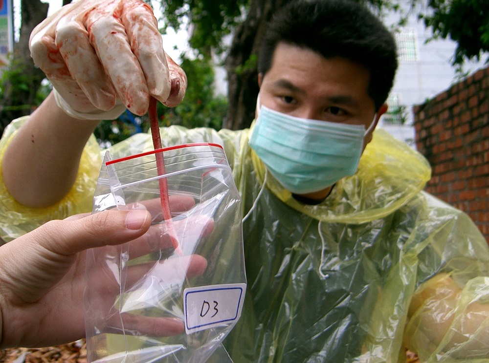 為戳破官僚體系謊言，李惠仁自己解剖檢驗，2011年還曾把病死雞寄給農委會和防檢局。