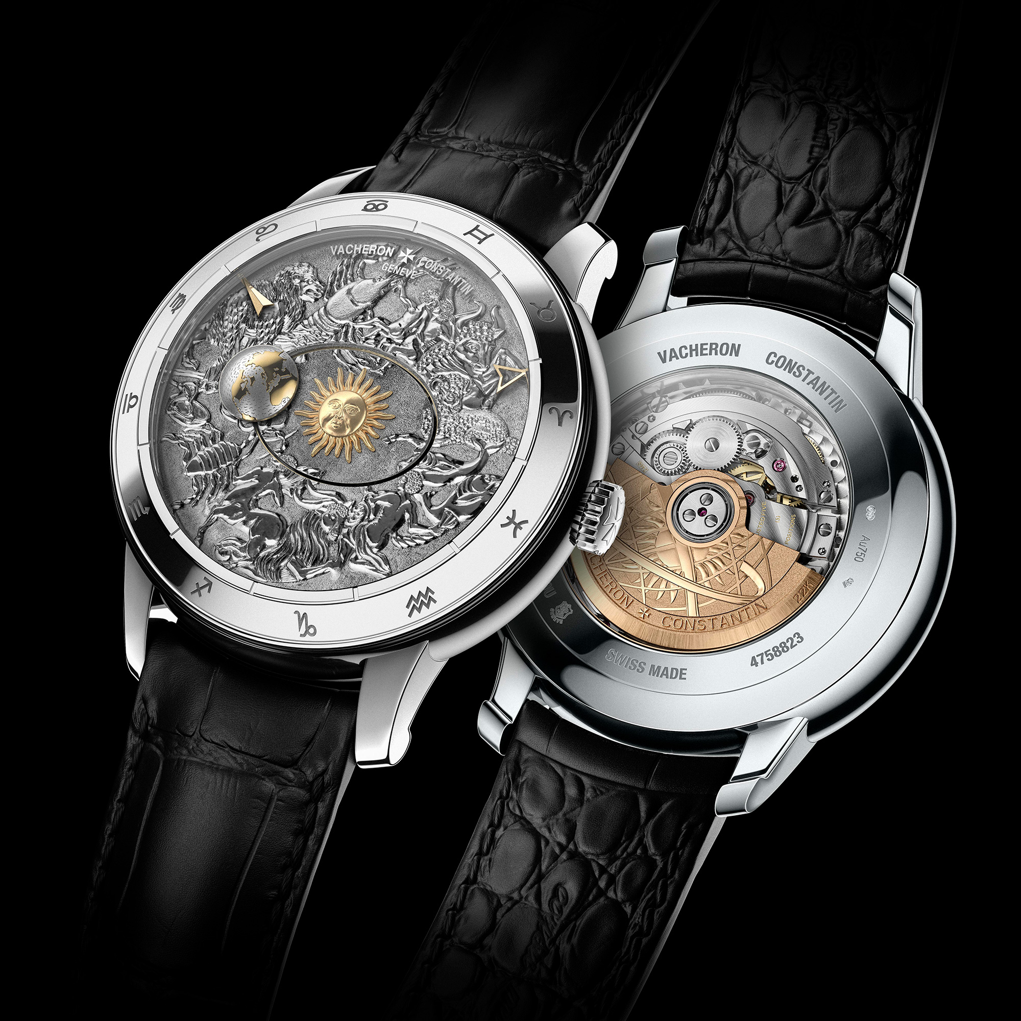 藝術大師系列Copernicus celestial spheres 哥白尼天體球腕錶，手工雕刻版本（型號7600U/000G-B211），定價NT$3,540,000。