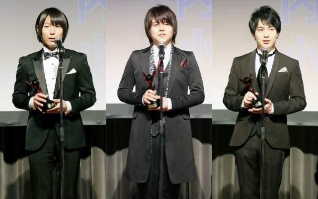 新人男優賞──伊藤節生、內田雄馬、小林裕介。
