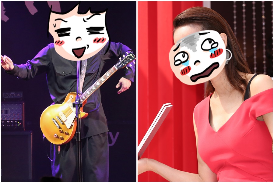 伍佰（左）開唱展現「萌」的一面；蔡依林（右）笑到上唇快碰到鼻子。