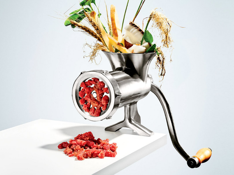 加州矽谷新創公司Impossible Food的人造肉漢堡，即將邁入量產階段。（圖片截自Impossible Food官網）