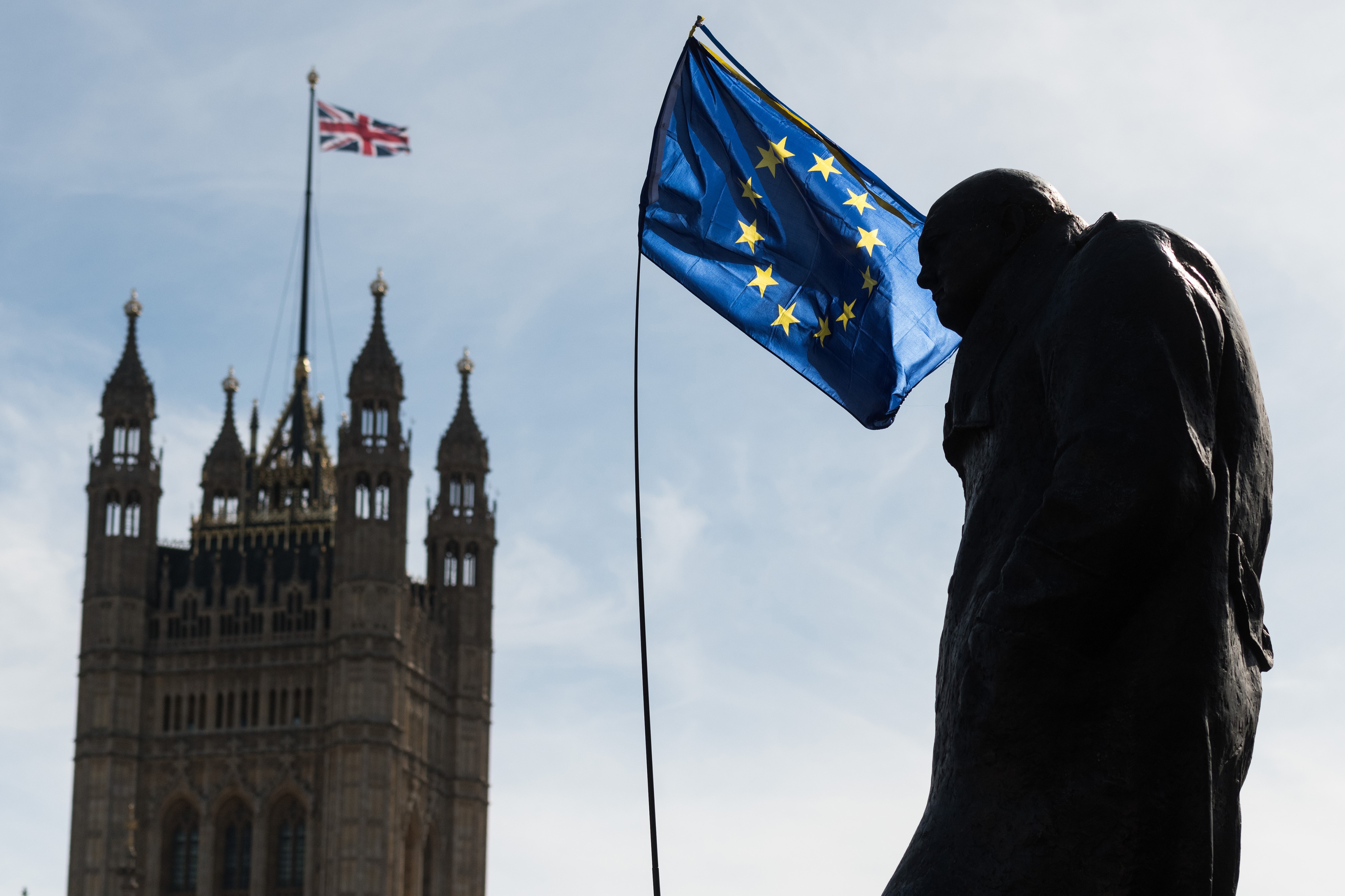 2017年3月25日，反對英國脫歐的民眾在倫敦發起「團結為歐洲」遊行。（東方IC）