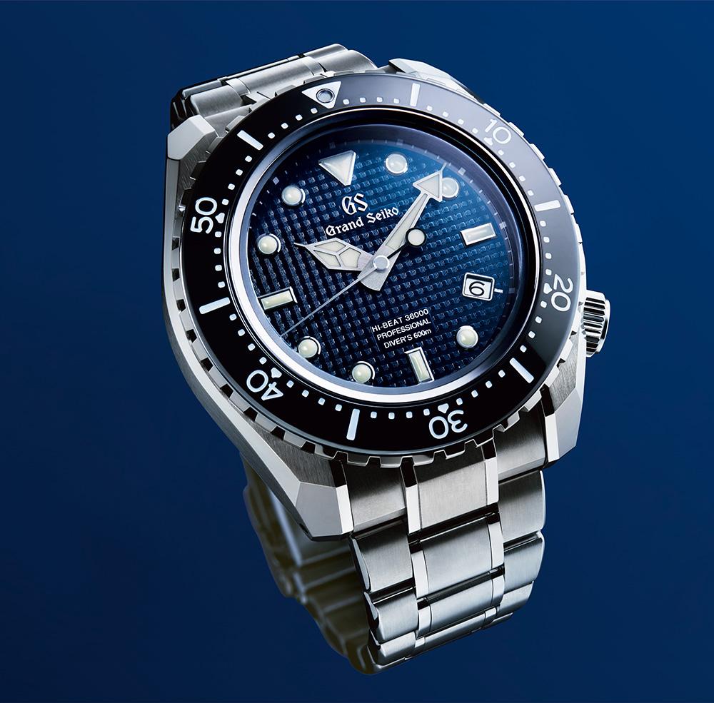 GRAND SEIKO Hi-Beat 36000 專業600 米潛水錶 ,藍色面盤的的SBGH257限量500只,定價12,300歐元(約台幣39萬元)。