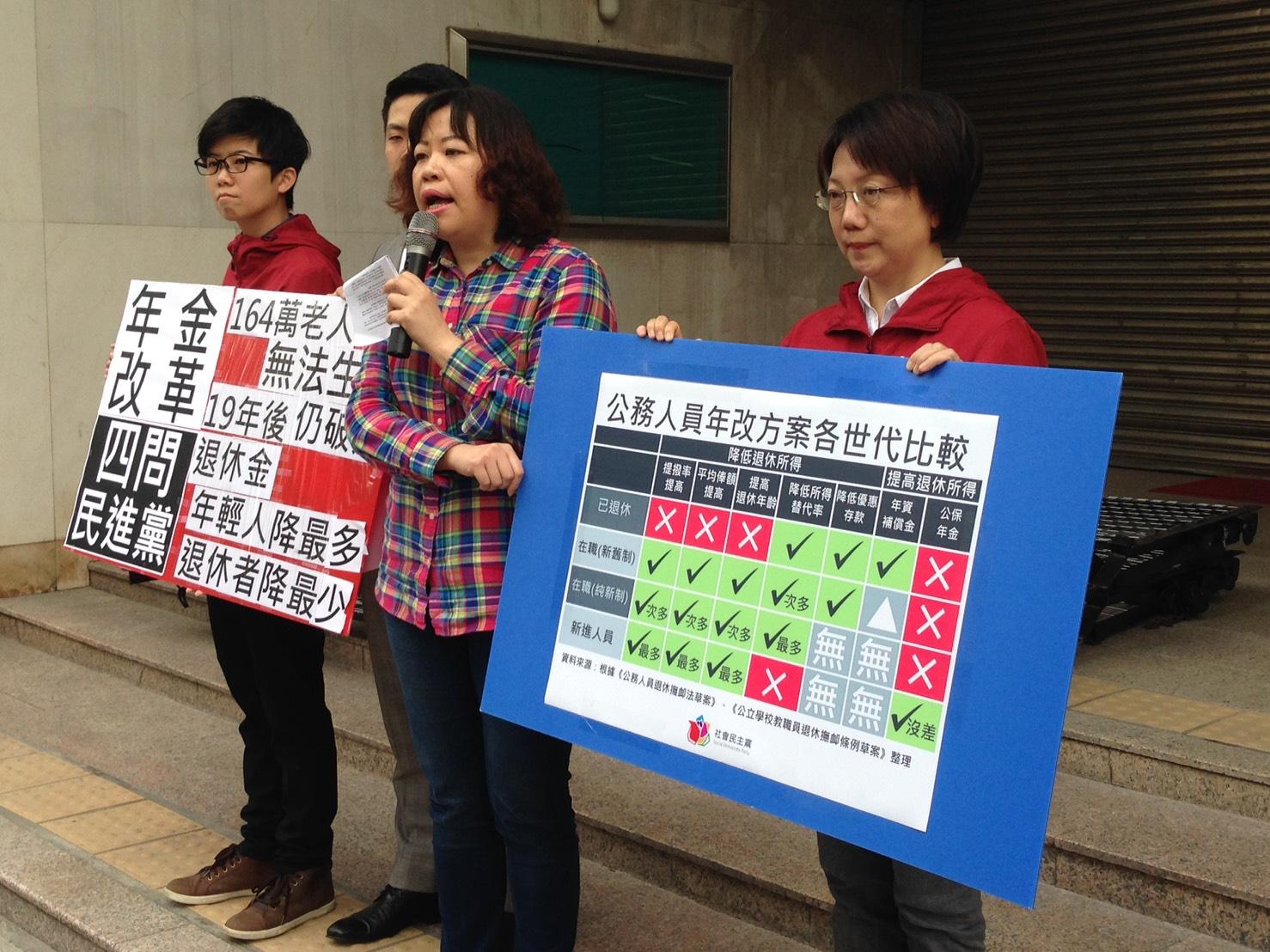 社民黨公布年金改革主張，提出勞工最低保障給付為每月1萬7千元。