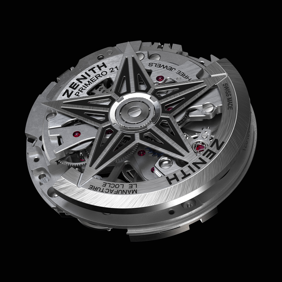 El Primero 9004機芯的自動上鍊裝置可替走時系統上鍊，動力儲存達50小時。