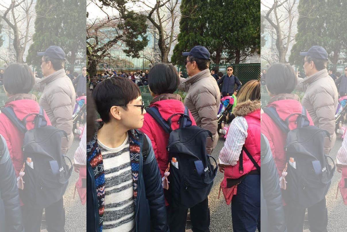 清明連假，有網友在日本東京捕獲野生的鴻海董事長郭台銘，郭董日本行究竟是純賞櫻？還是有其他目的？（讀者提供）