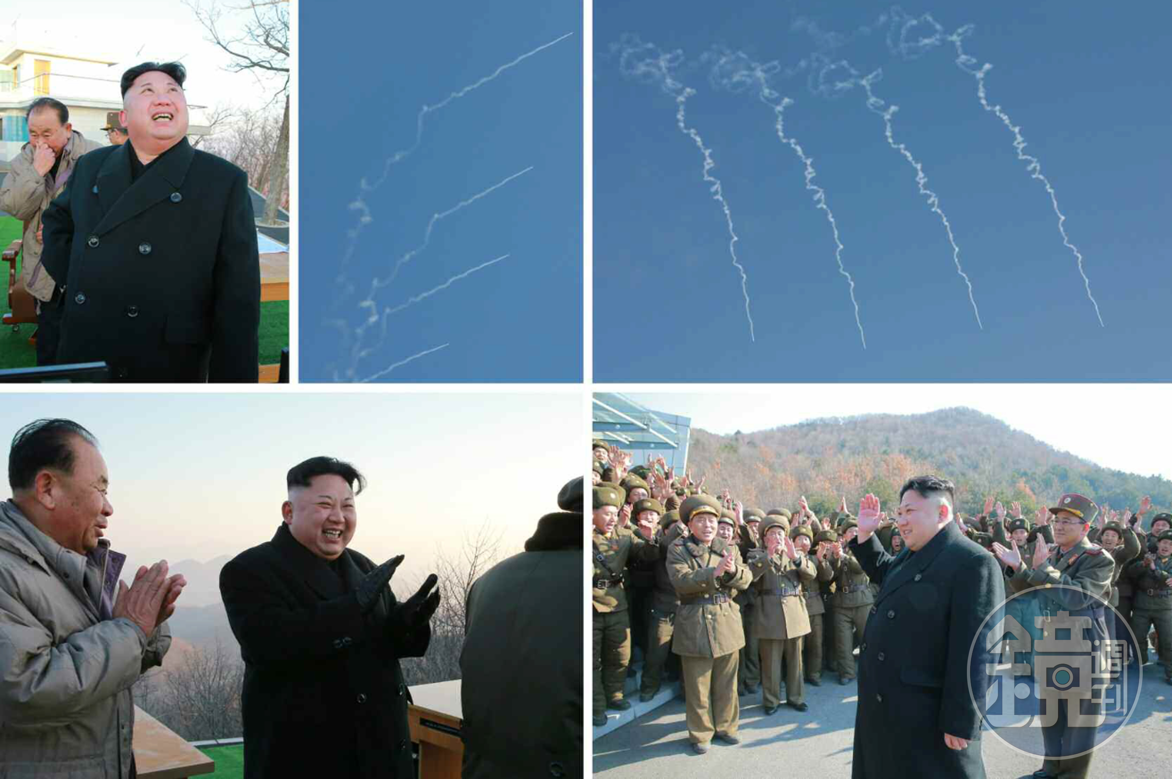 北韓領導人金正恩3月7日視察朝鮮人民軍進行彈道飛彈試射訓練組圖。（東方IC）