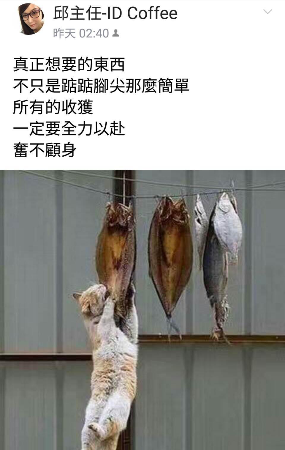 不甘示弱邱惠美在自己的LINE主頁上留言。（翻攝自LINE）