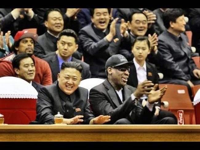 圖為金正恩與芝加哥公牛隊前球星羅德曼(Dennis Rodman)，網路截圖。