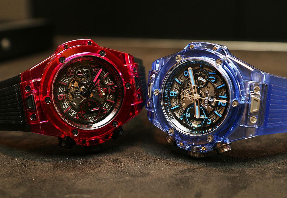 HUBLOT紅藍雙煞!全新Big Bang Sapphire腕錶,具備錶壇首創有色藍寶石水晶錶殼,各限量250只。