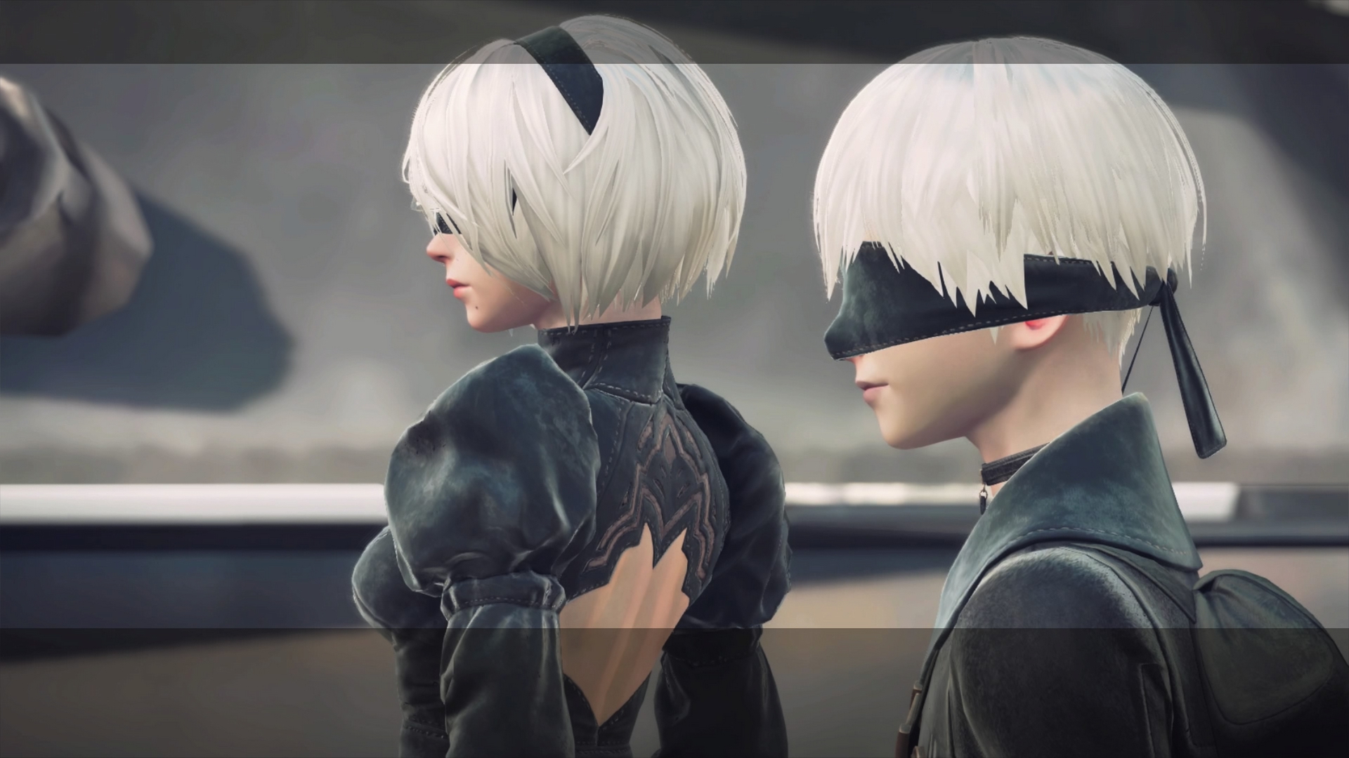 女主角「2B」和輔助型人造人「9S」。(圖片來源:遊戲實機截圖)