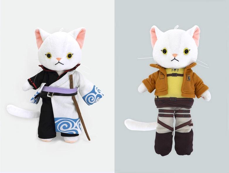 「にゃーコレ」推出給貓玩偶穿的《銀魂》和《進擊的巨人》主題換裝服飾。