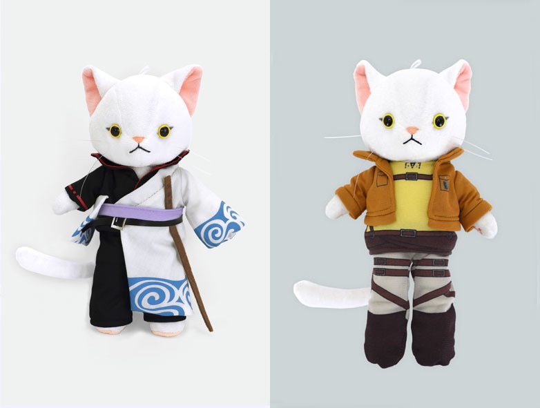「にゃーコレ」推出給貓玩偶穿的《銀魂》和《進擊的巨人》主題換裝服飾。