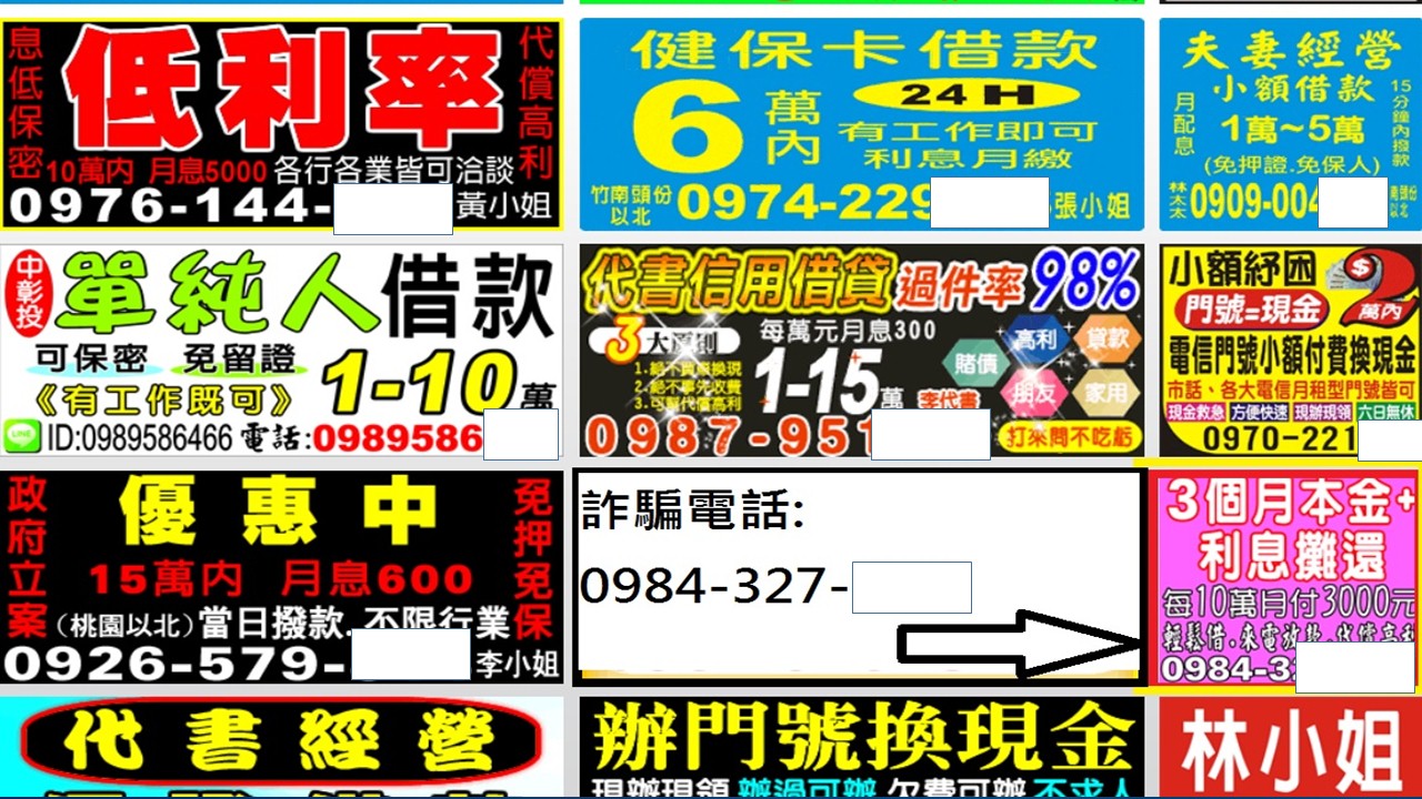 報章、網路上有許多貸款廣告可能藏詐騙陷阱，民眾要謹慎小心。（刑事局提供）