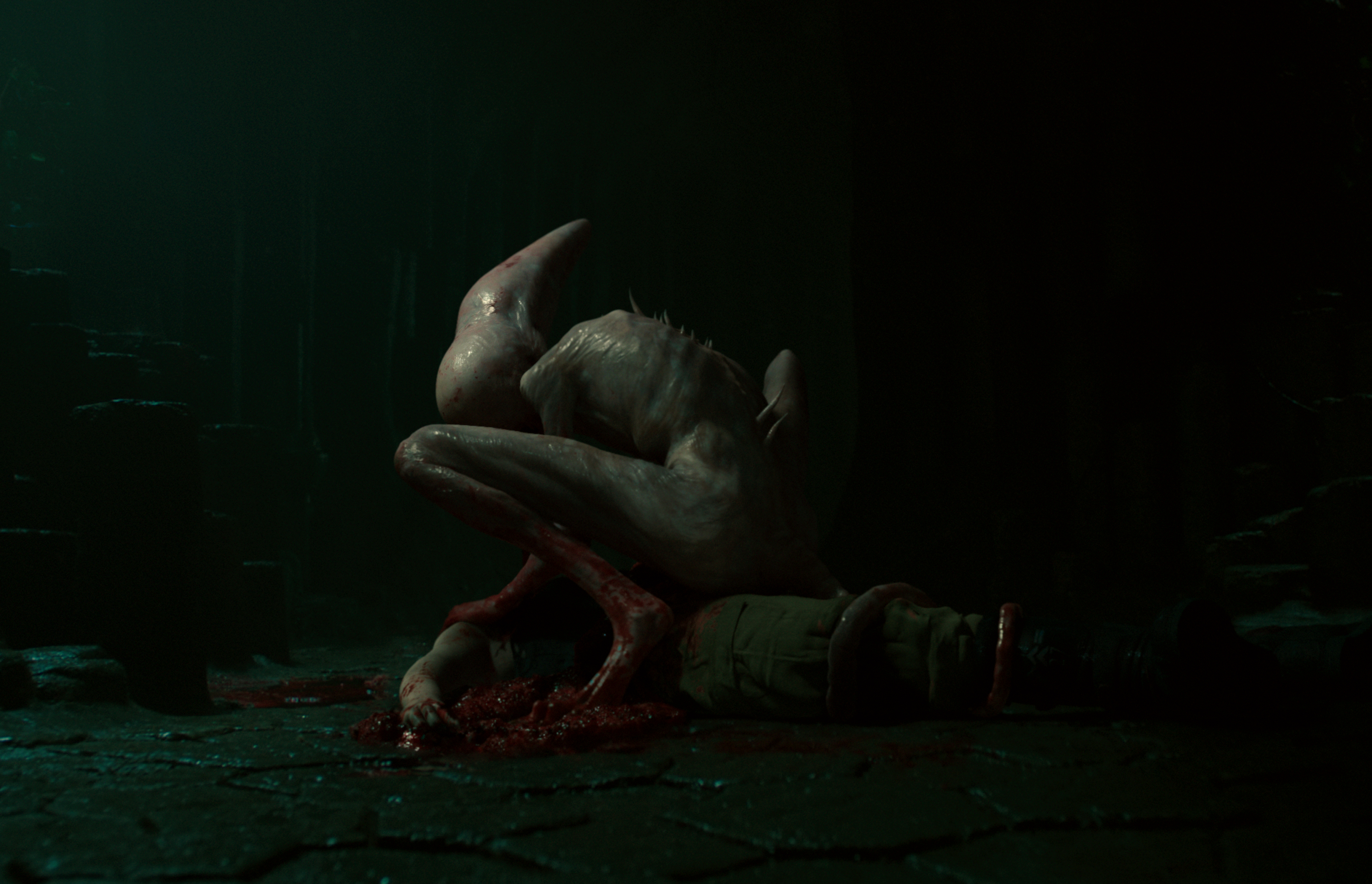 以往異形寄生人體已令人膽寒，這次新變體（Neomorph）還會「大快朵頤」吃人屍。