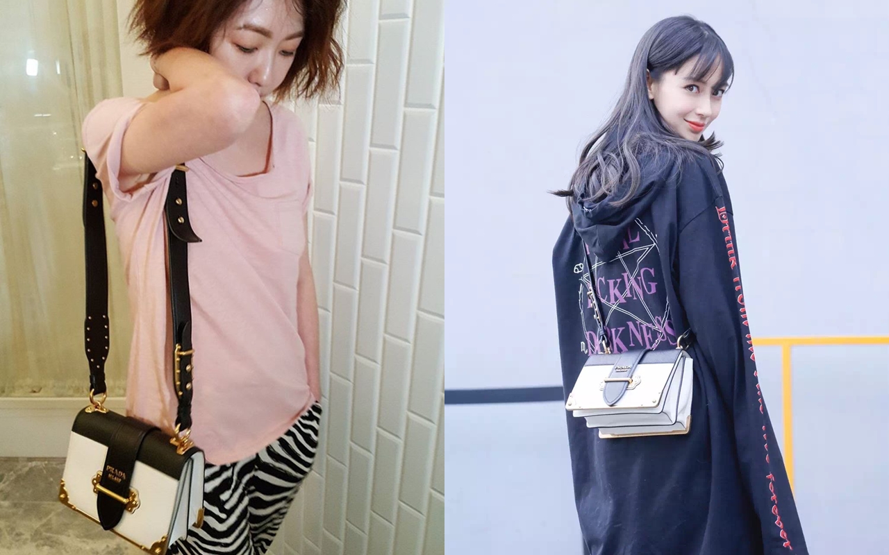 Angelababy（右）與小S（左）背同款Cahier包，展現撞包卻有著不同的風情，NT$100,500。