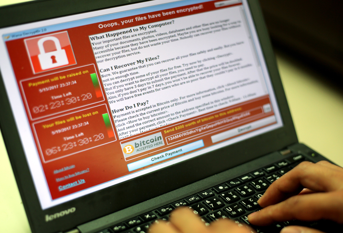名為「想哭」(WannaCry)的勒索病毒在全球肆虐,上百個國家遭到攻擊。(圖:東方IC)