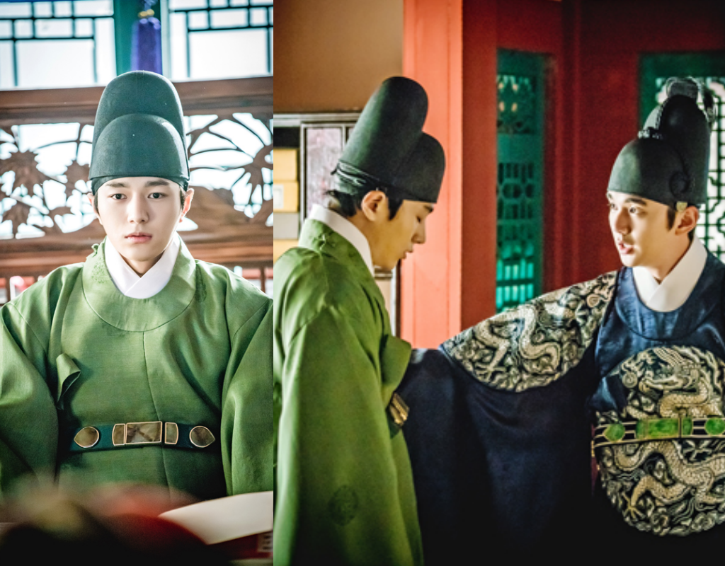 《君主：假面的主人》講述世子（右：俞承豪）與霸佔朝鮮八道水資源的邊首會抗爭的故事，金明洙（L）飾演的賤民與世子有精彩對手戲。（合成圖片，翻攝自NAVER網站）