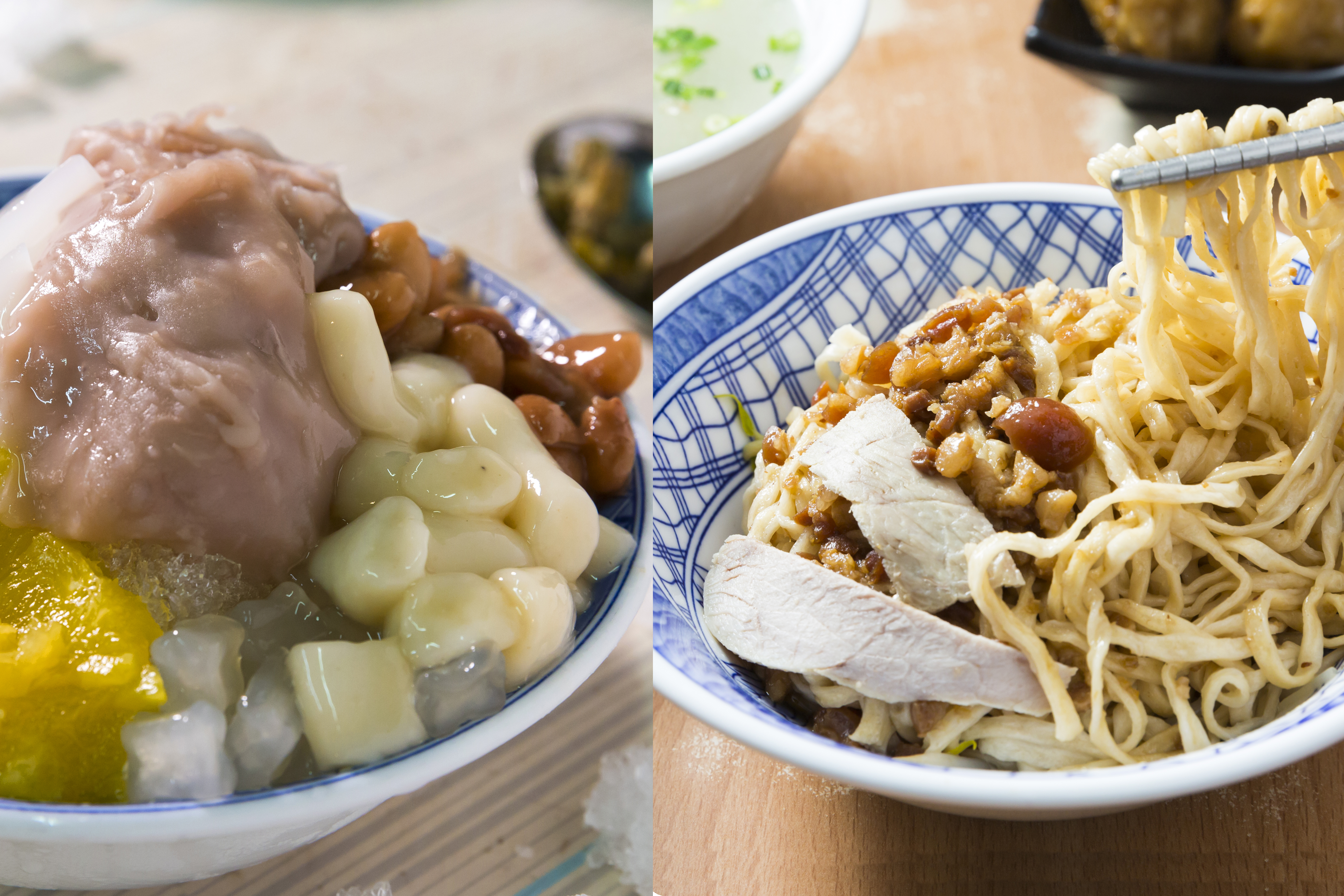 新創店家爆紅的現在，台南大菜市裡仍有兩家老店屹立不搖，一攤賣意麵，一間賣八寶冰，就這樣一熱一冷見證了三代台南人的青春。