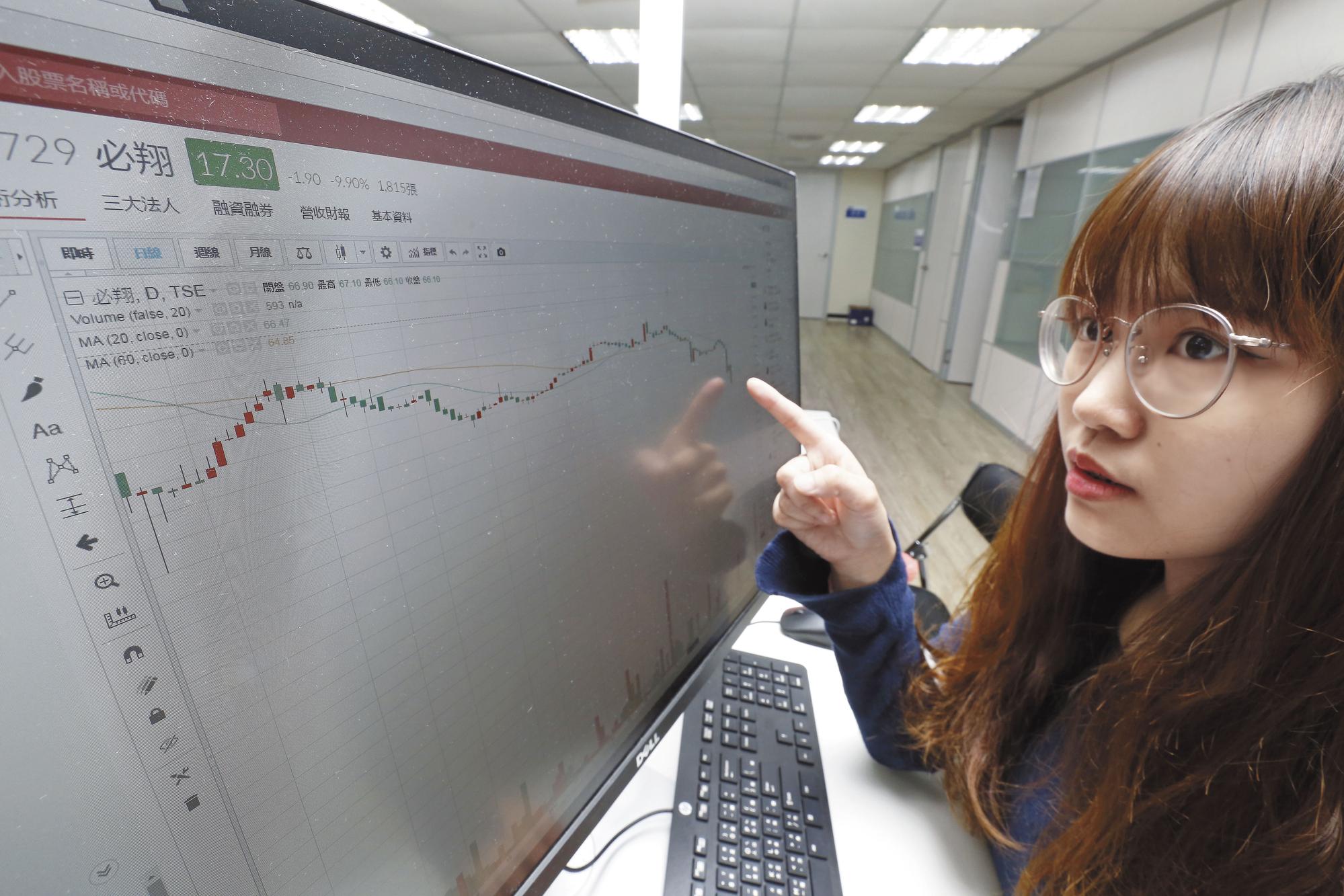 必翔股價連日重挫，連拉11根跌停板，跌至17元，因第1季財報未交，遭停止交易。