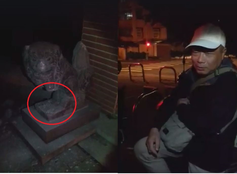 李承龍坐在機車上直播，解釋自己犯毀損案的緣由。