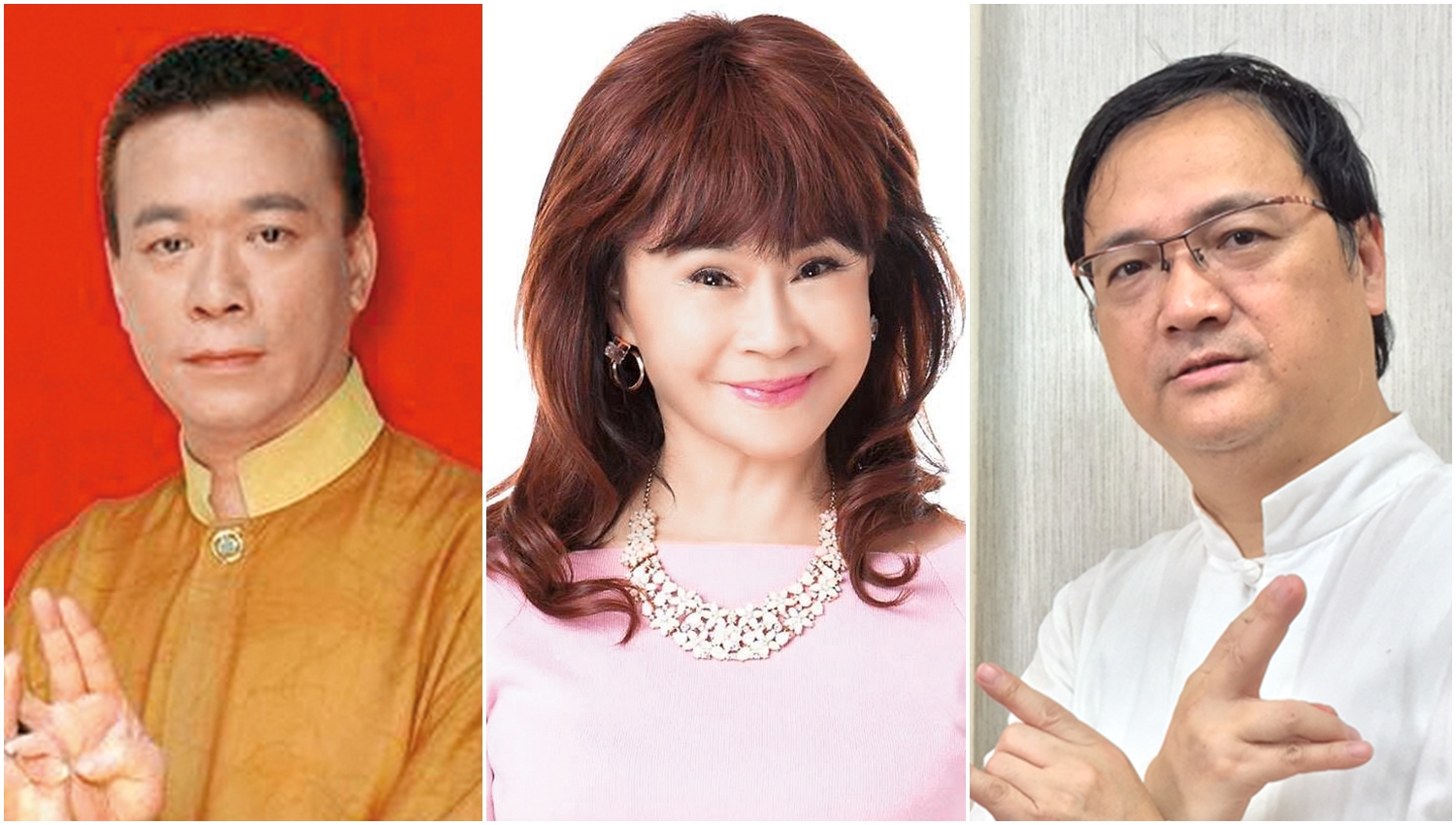 知名的命理師躲不過桃花劫，私生活相當精彩。圖為朱峰靖（左起）、林真邑與江柏樂。