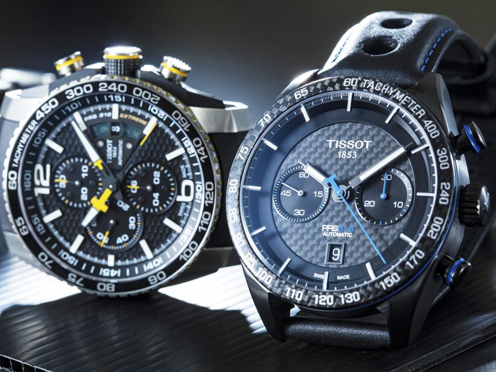 (左) TISSOT PRS 516 C01.211 Chronograph/功能:時、分、小秒、日期顯示/計時碼錶/機芯:C01.211自動上鍊機芯/建議售價:NT$42,900///TISSOT PRS 516 Chronograph/功能:時、分、小秒、日期顯示/計時碼錶/機芯:ETA A05.H31自動上鍊機芯/建議售價:NT$64,500
