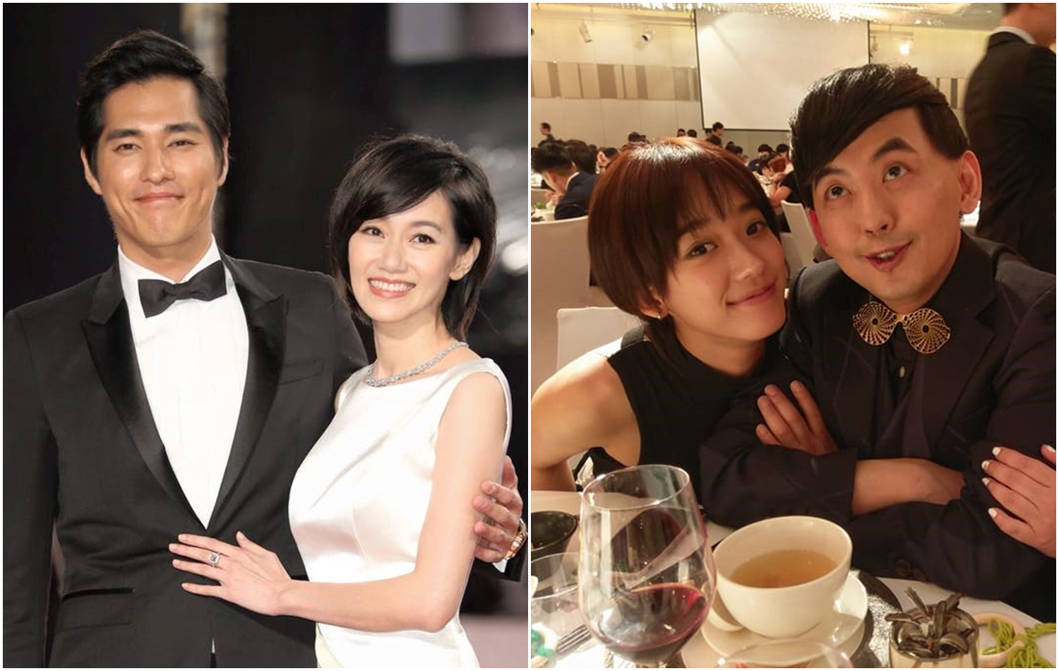 藍正龍與周幼婷（圖左）婚後育有兩個小孩，最近才復出過戲癮（翻攝自藍正龍臉書）。黃子佼與女友孟耿如（圖右）出席林宥嘉婚禮（翻攝李明依臉書） 。