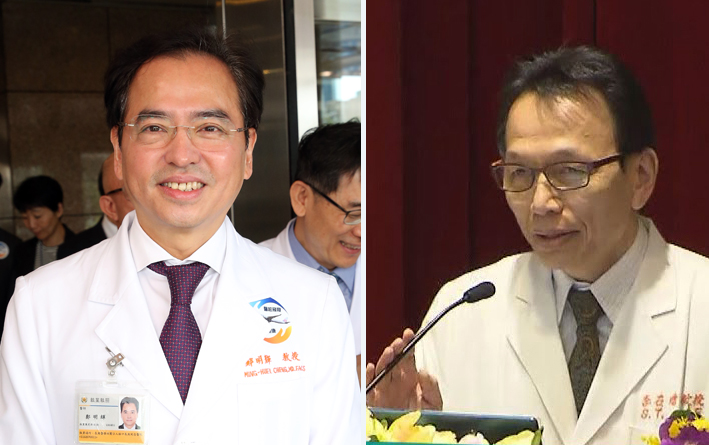 長庚證實長庚醫院院長鄭明輝（左），及決策委員會主委李石增（右）都已請辭獲准。右圖翻攝自TVBS