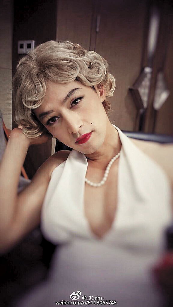 胡歌為《大好時光》挑戰男扮女裝，搖身一變成了「瑪麗蓮胡歌」。