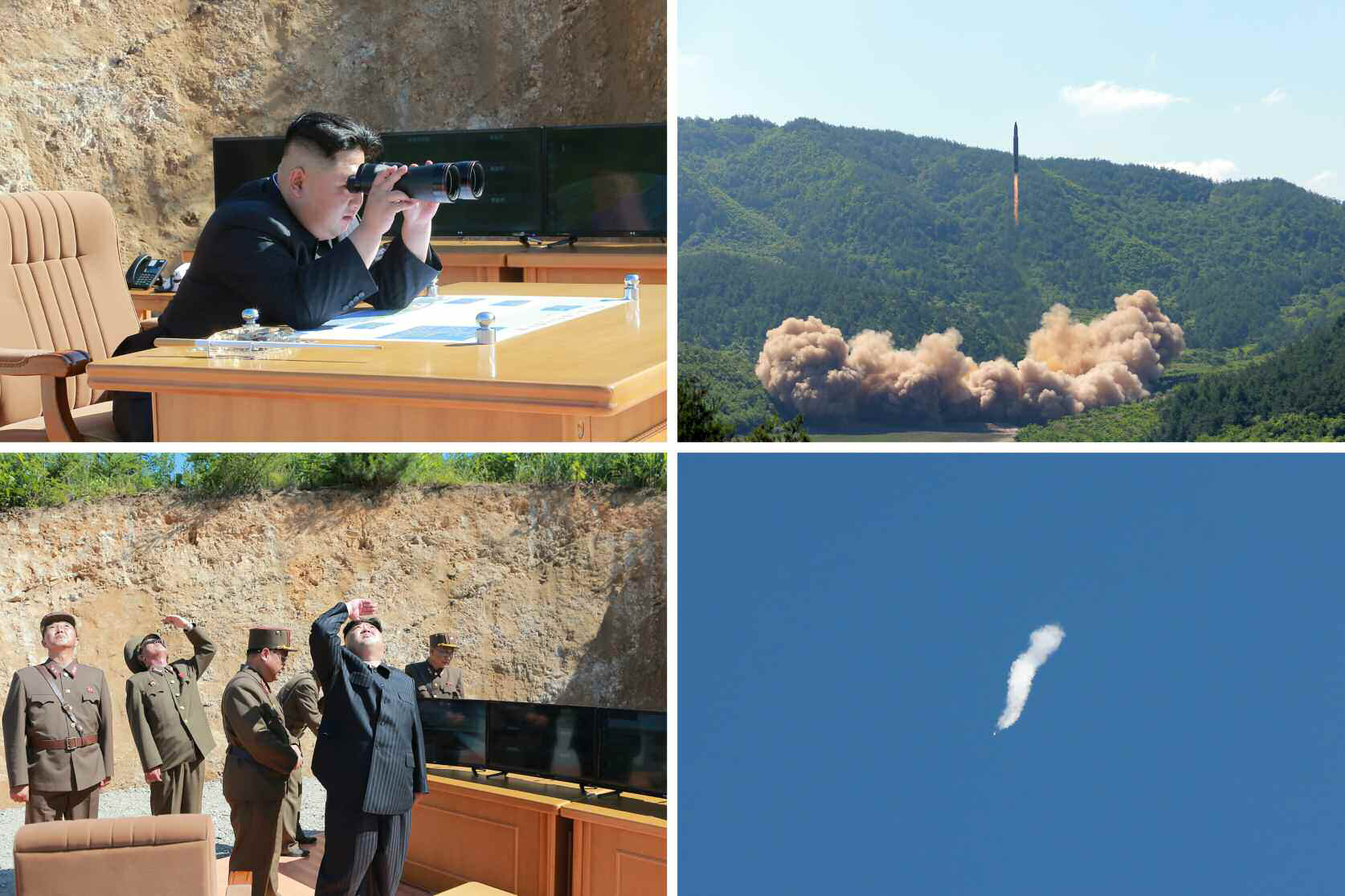 北韓聲稱成功試射了火星14洲際彈道飛彈，這是朝鮮國防科學院新開發的洲際飛彈，金正恩也在現場觀看。（東方IC）
