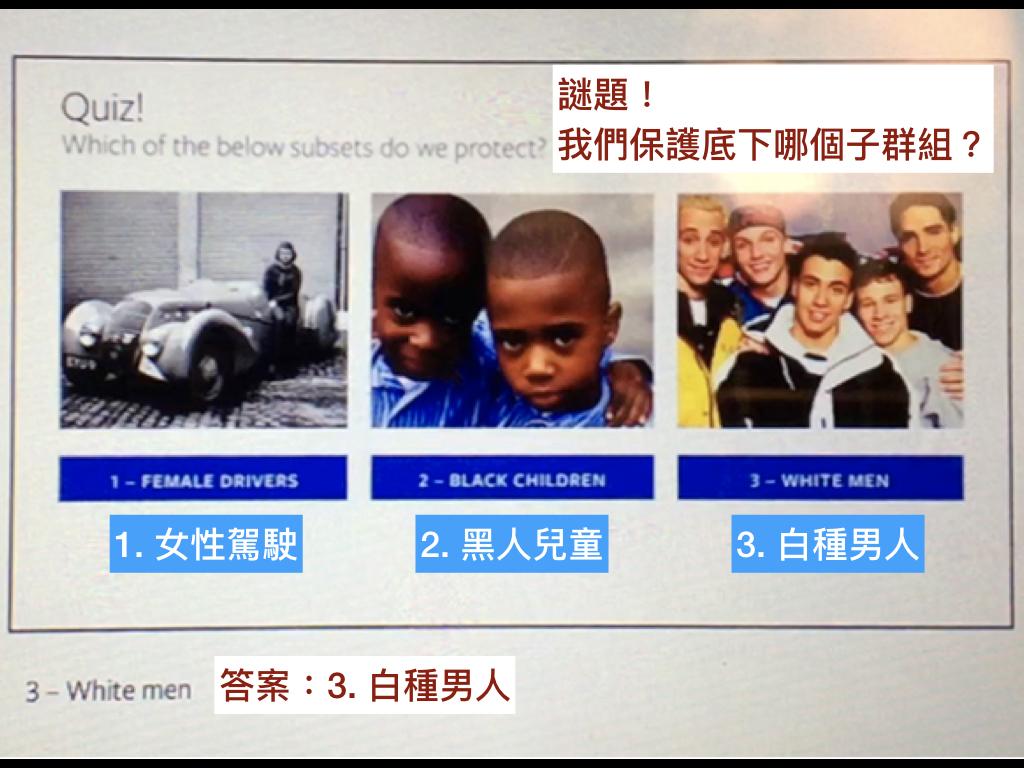 臉書內部訓練內容審查員的測驗，考驗受試者何者為應保護不受仇恨言論攻擊的群體。（取自ProPublica網站）