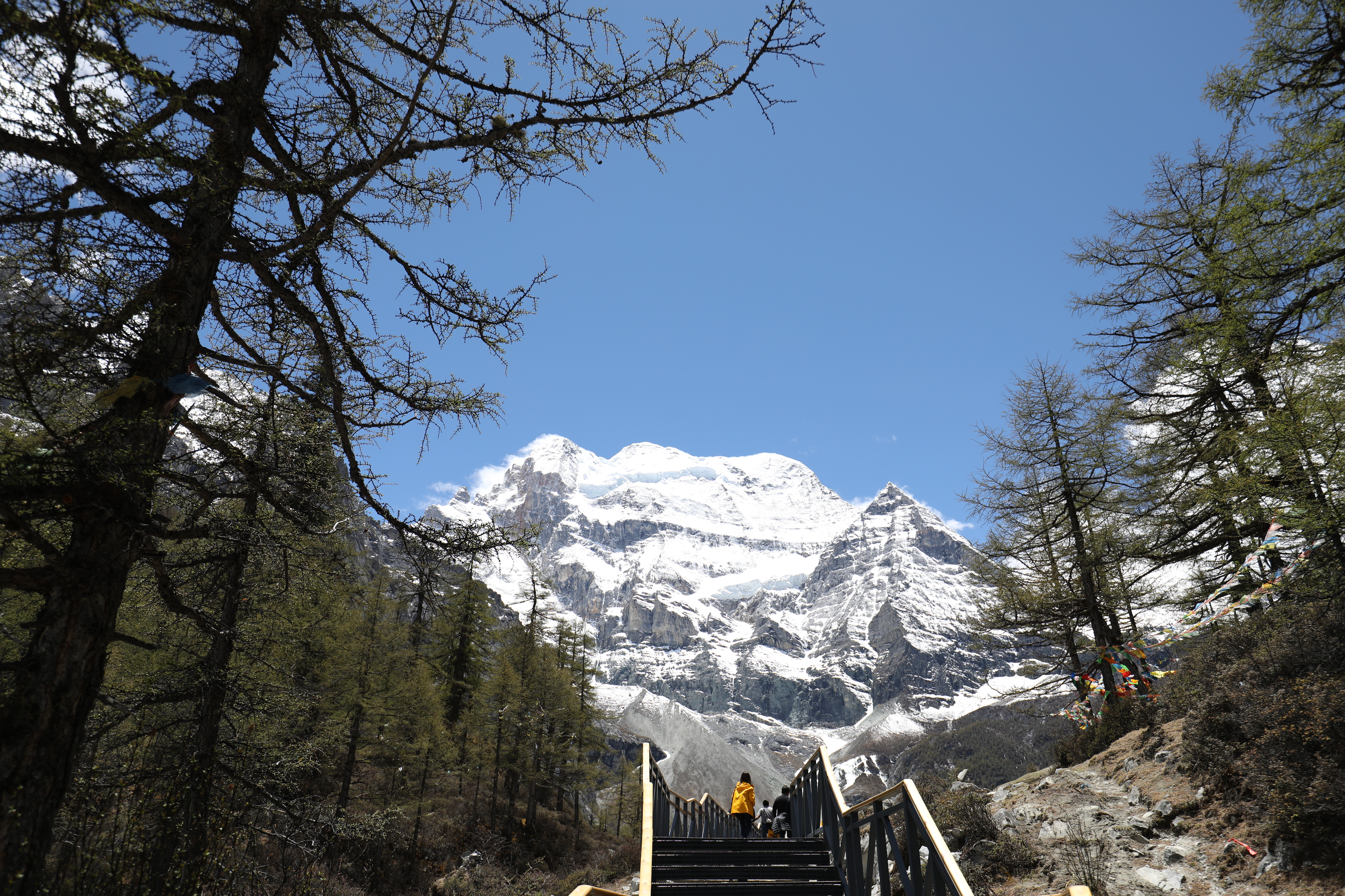 近在眼前的雪山，在澄淨天空映襯下，自成一張好照片。