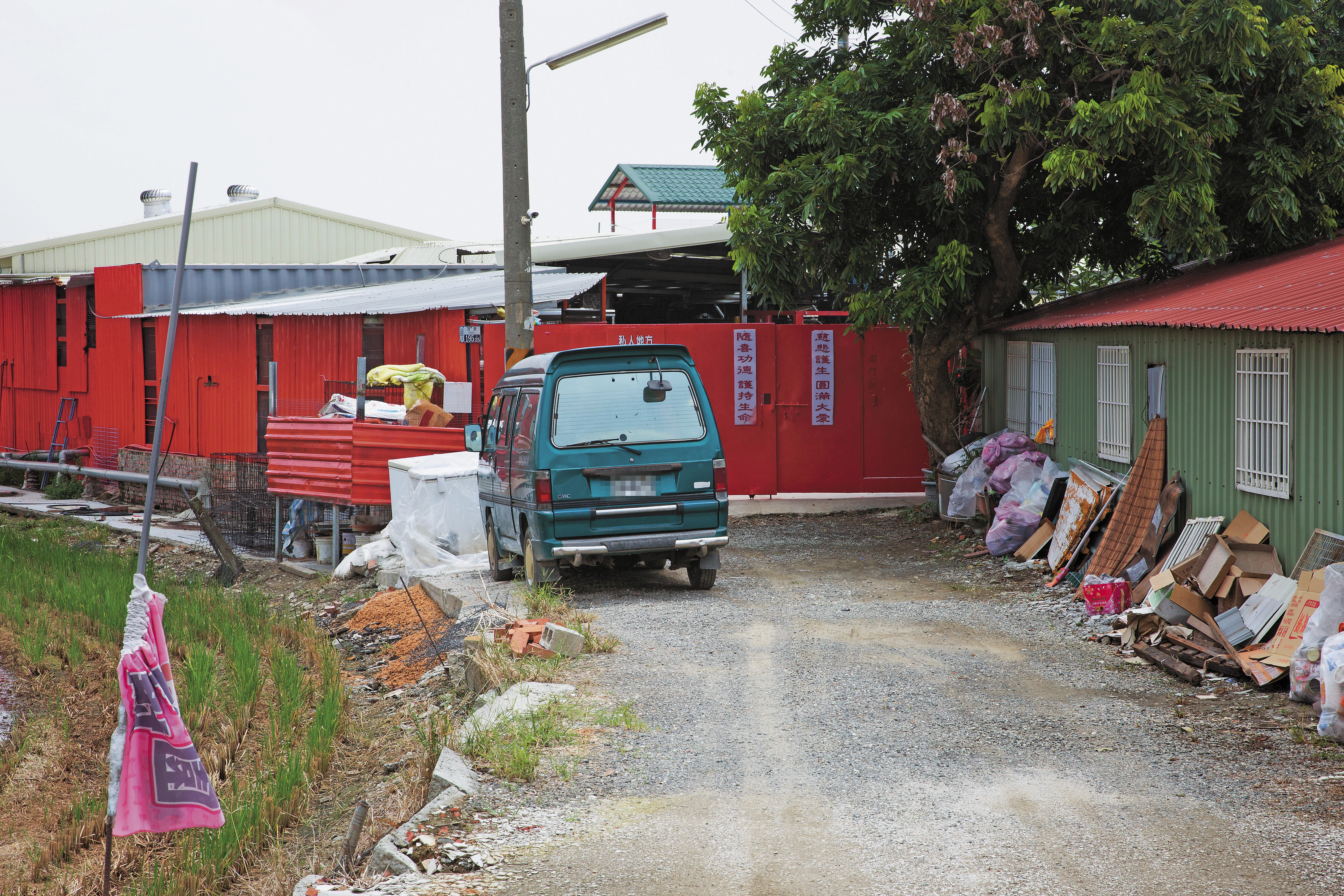姜媽媽狗園戒備森嚴，記者一靠近，立刻就有工作人員衝出來厲聲詢問記者來意。