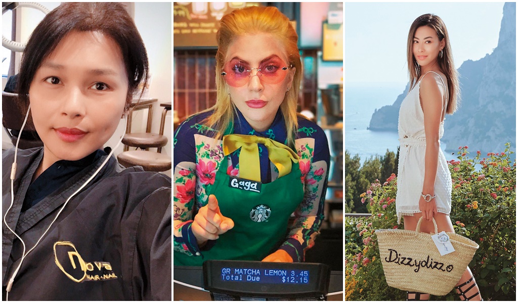 左到右：嚴淑明、女神卡卡、蔡詩芸都車上換衣服的紀錄。