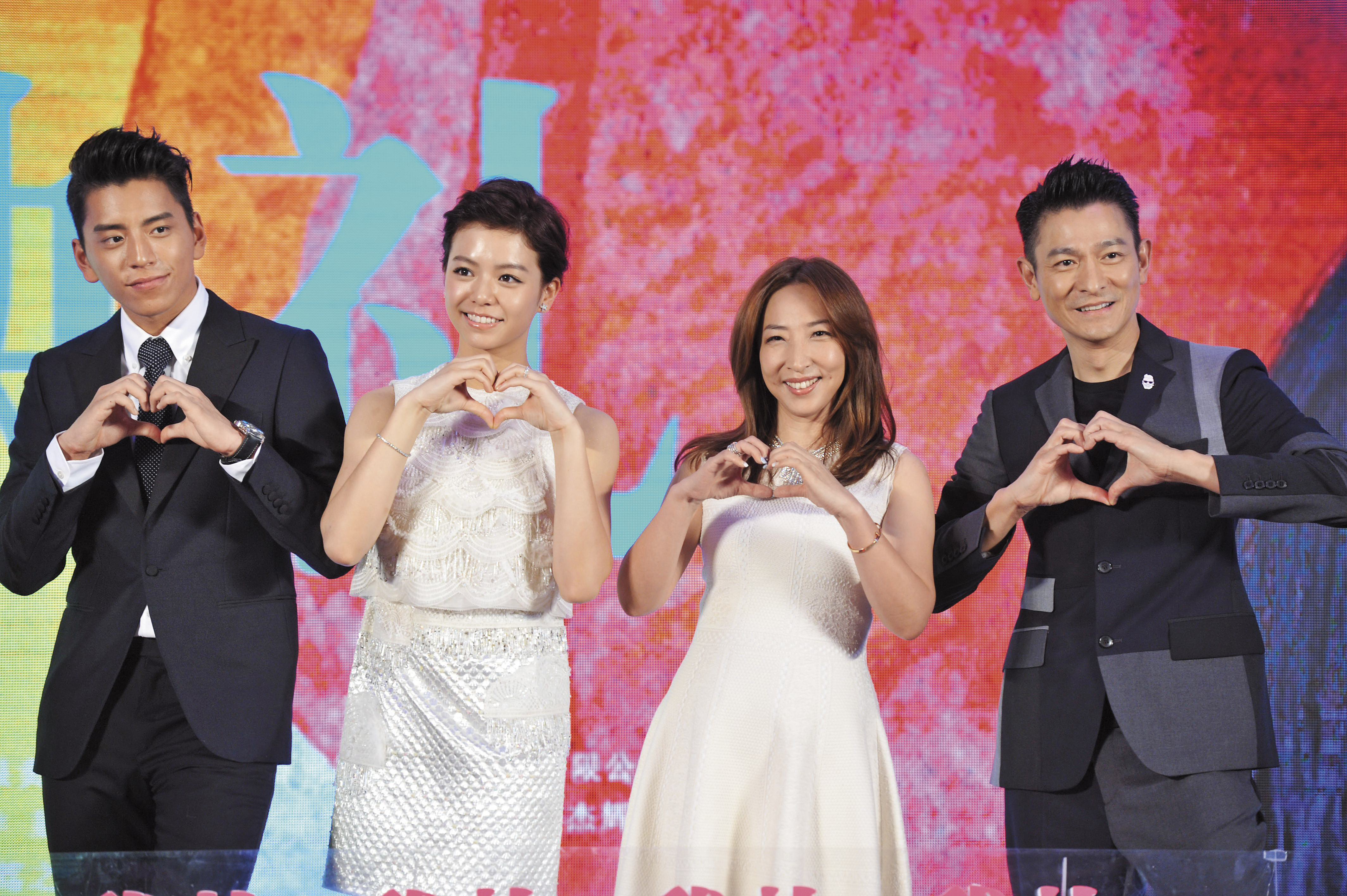 演員王大陸（左起）、宋芸樺、導演陳玉珊和演員兼出資者之一的劉德華都是《我的少女時代》成功的要素。（東方IC）