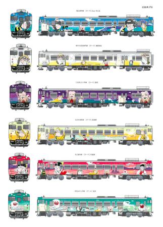 「鬼太郎列車」新圖案設計一覽。圖片來源：京都新聞