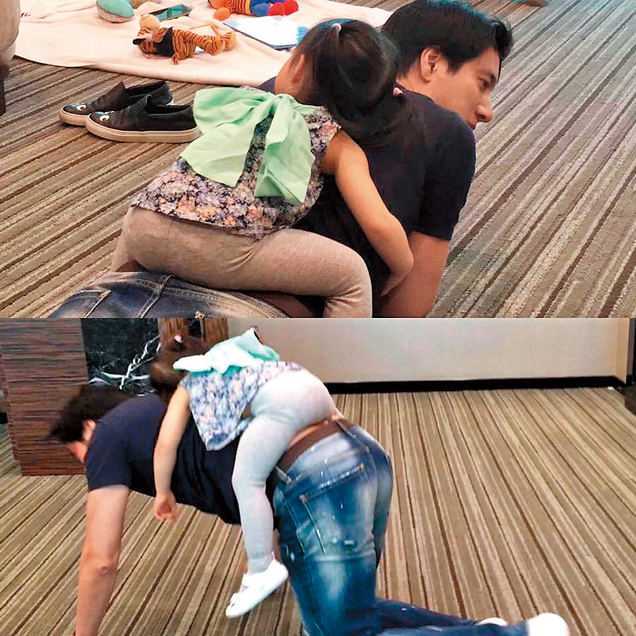 王力宏非常疼愛2個寶貝女兒,國際父親日(6月第三個週日)還po出被女兒當馬騎的照片大秀父愛。(翻攝自王力宏IG)