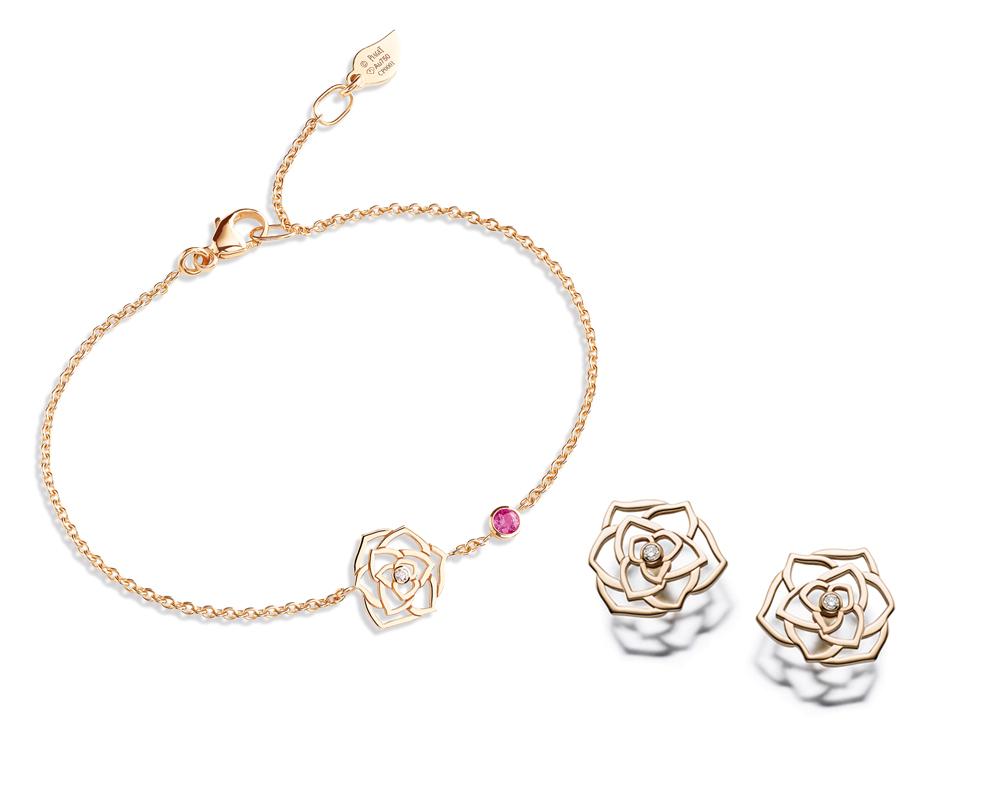 Piaget Rose手鍊,定價NT$40,000;Piaget Rose耳環,定價NT$36,000。