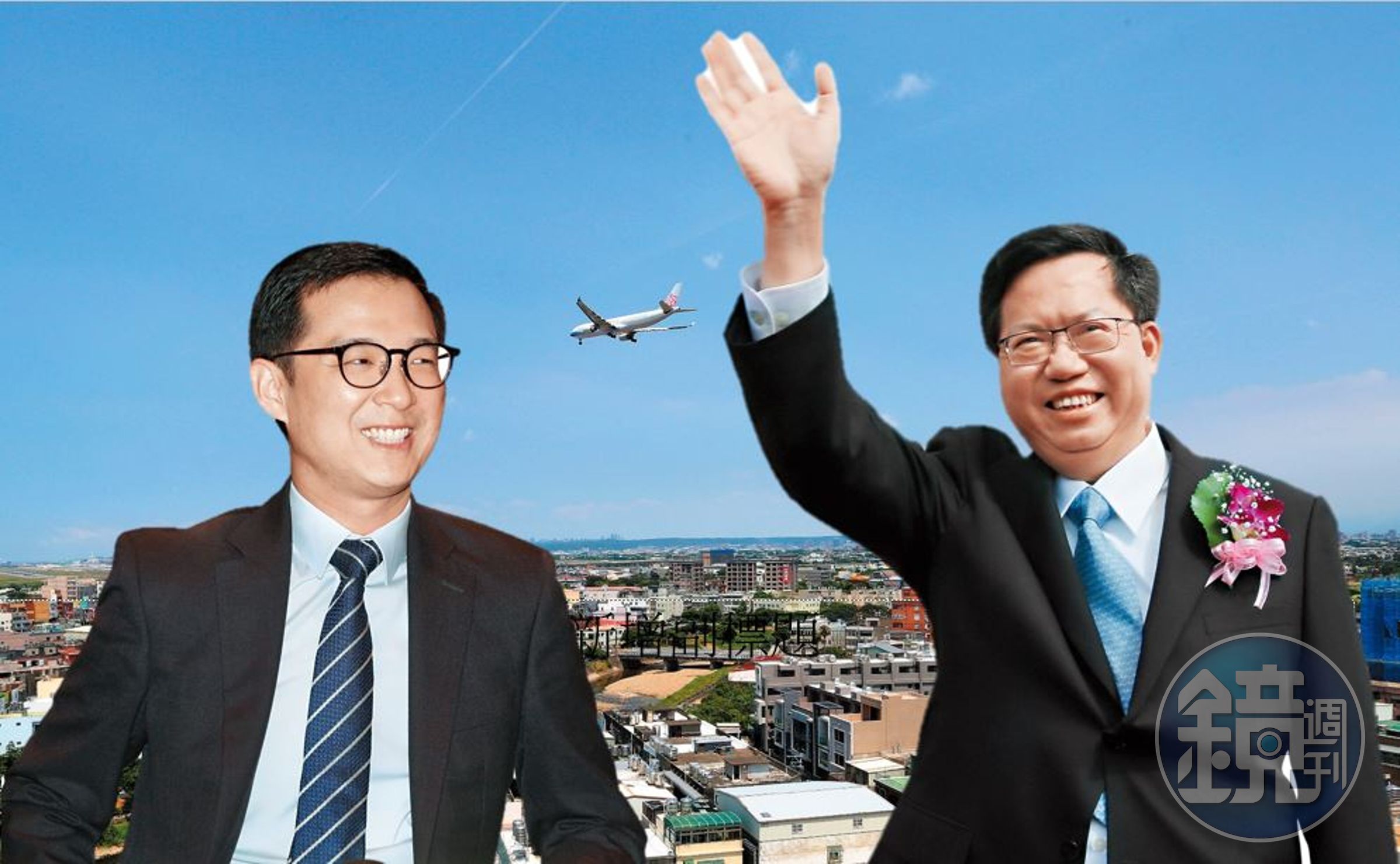 桃園市長鄭文燦（右）手腕靈活，本刊直擊他6月29日在官邸宴請企業主聯絡感情，國泰小王子蔡宗翰（左）是他主要招商對象。